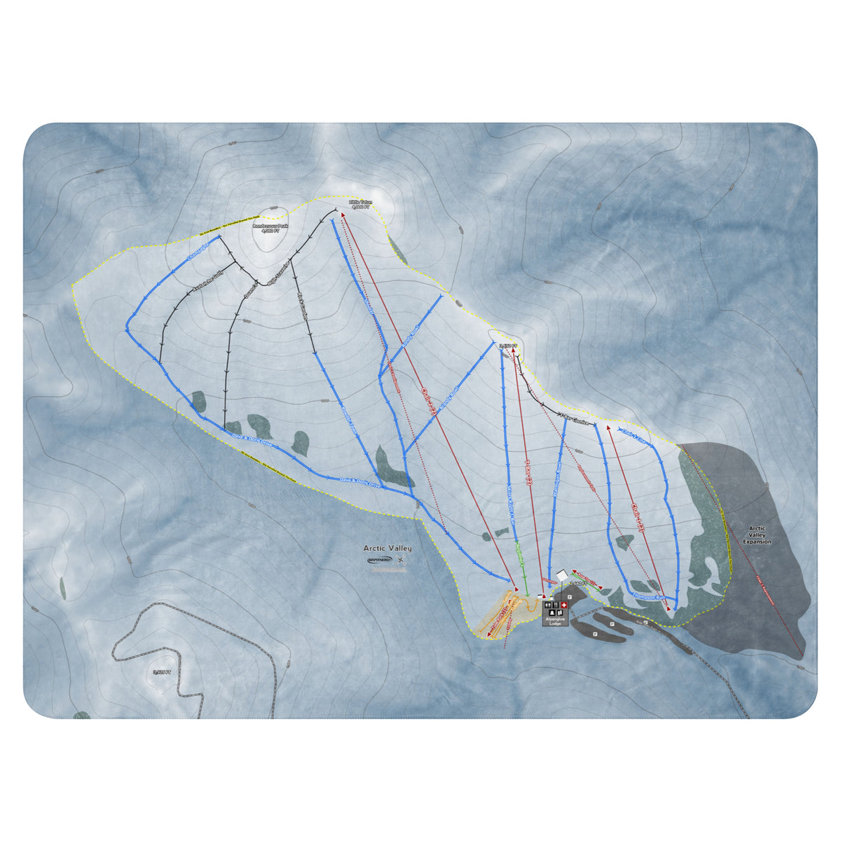 Arctic Valley, Alaska Ski Resort Map Blanket