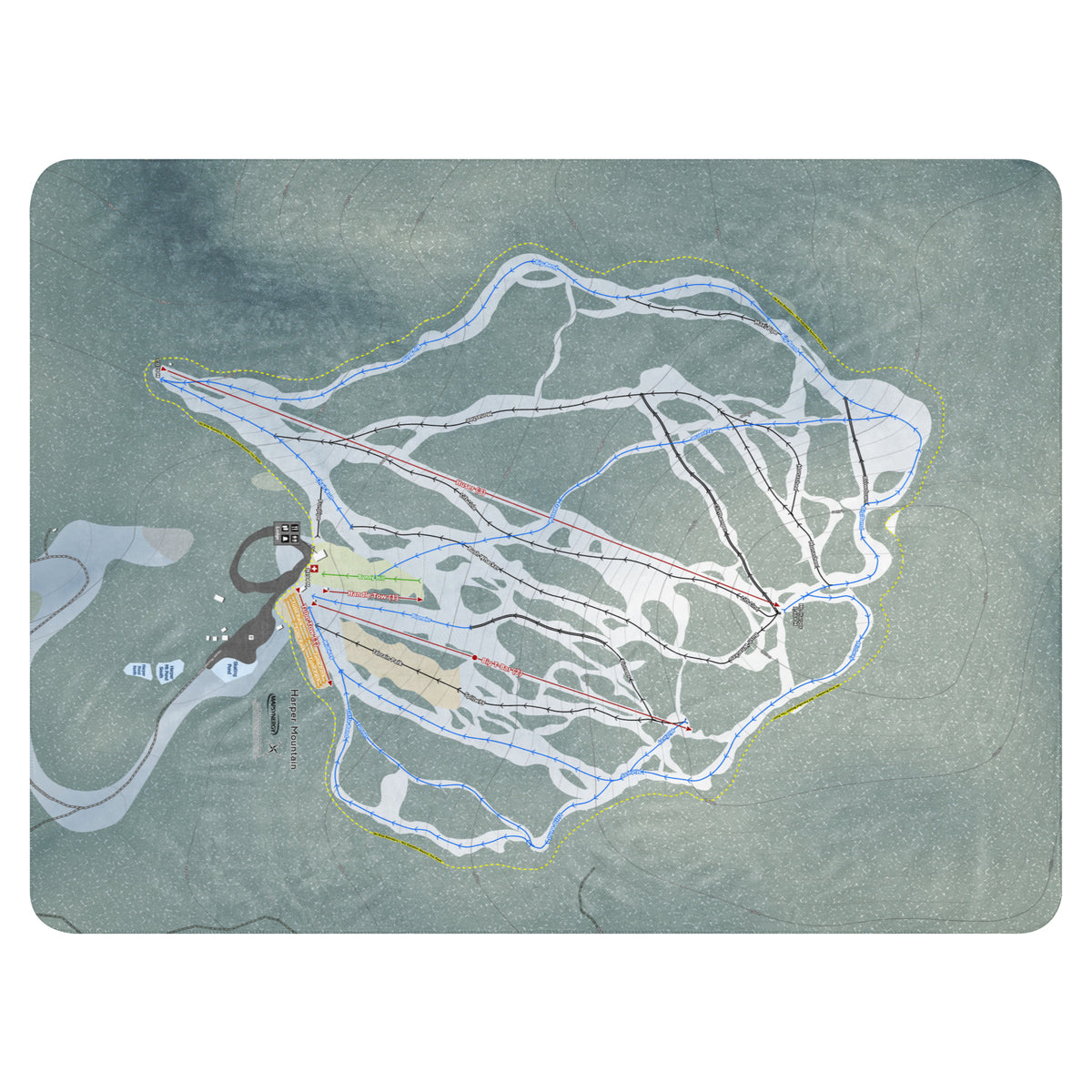 Harper Mountain, British Columbia Ski Resort Map Blanket
