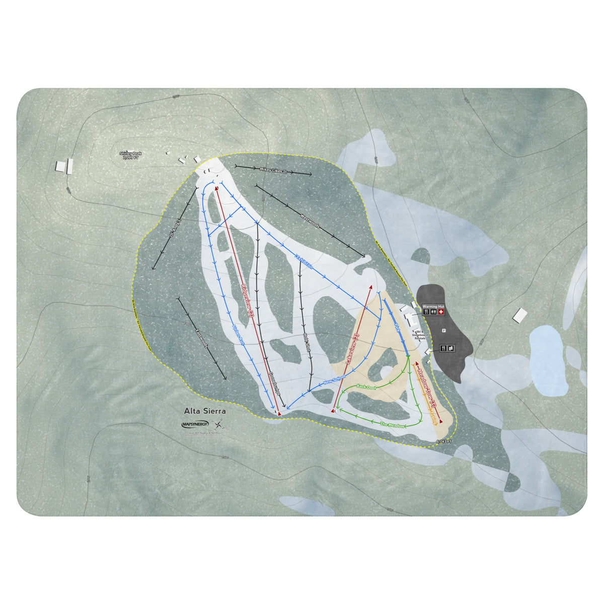 Alta Sierra, California Ski Resort Map Blanket