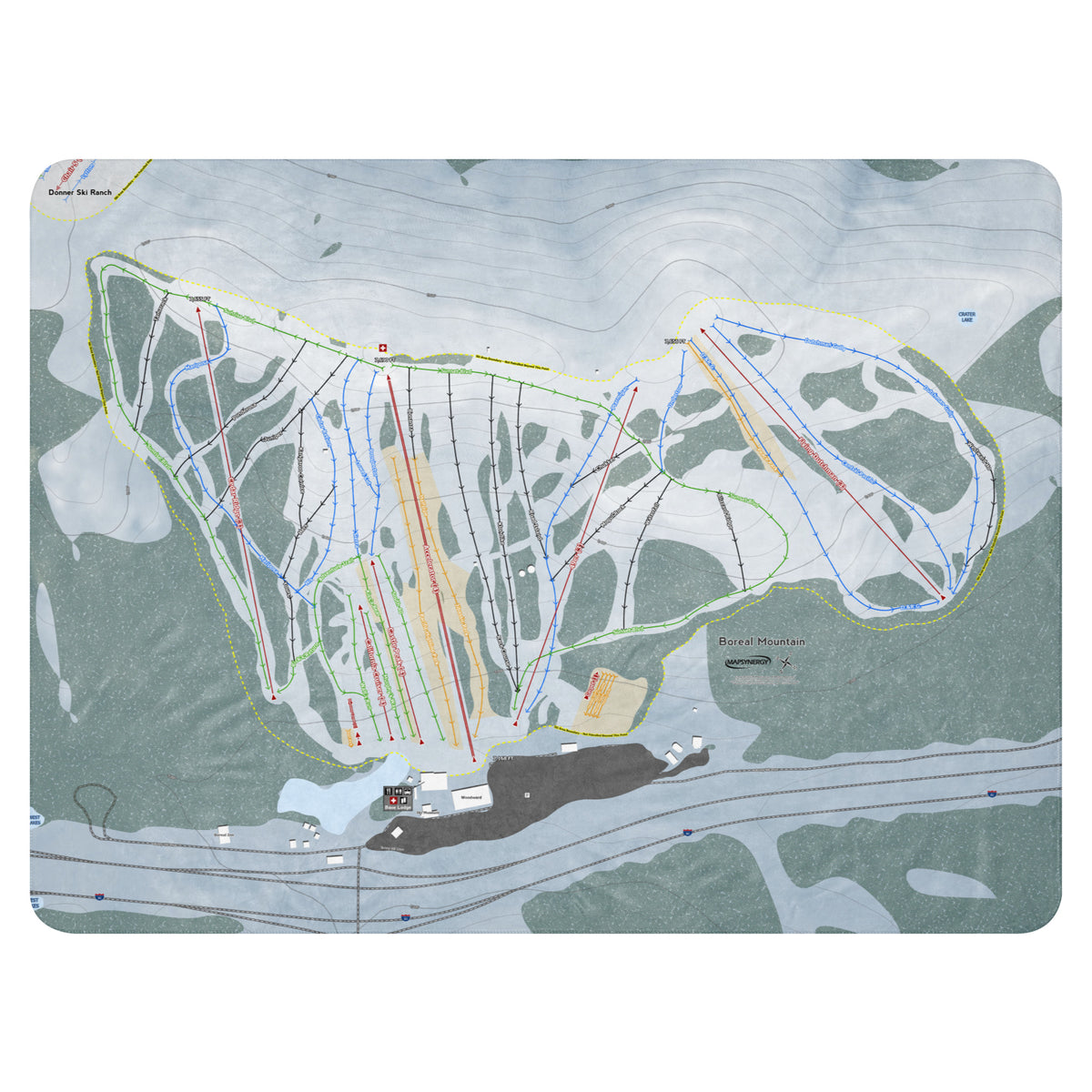 Boreal, California Ski Resort Map Blanket