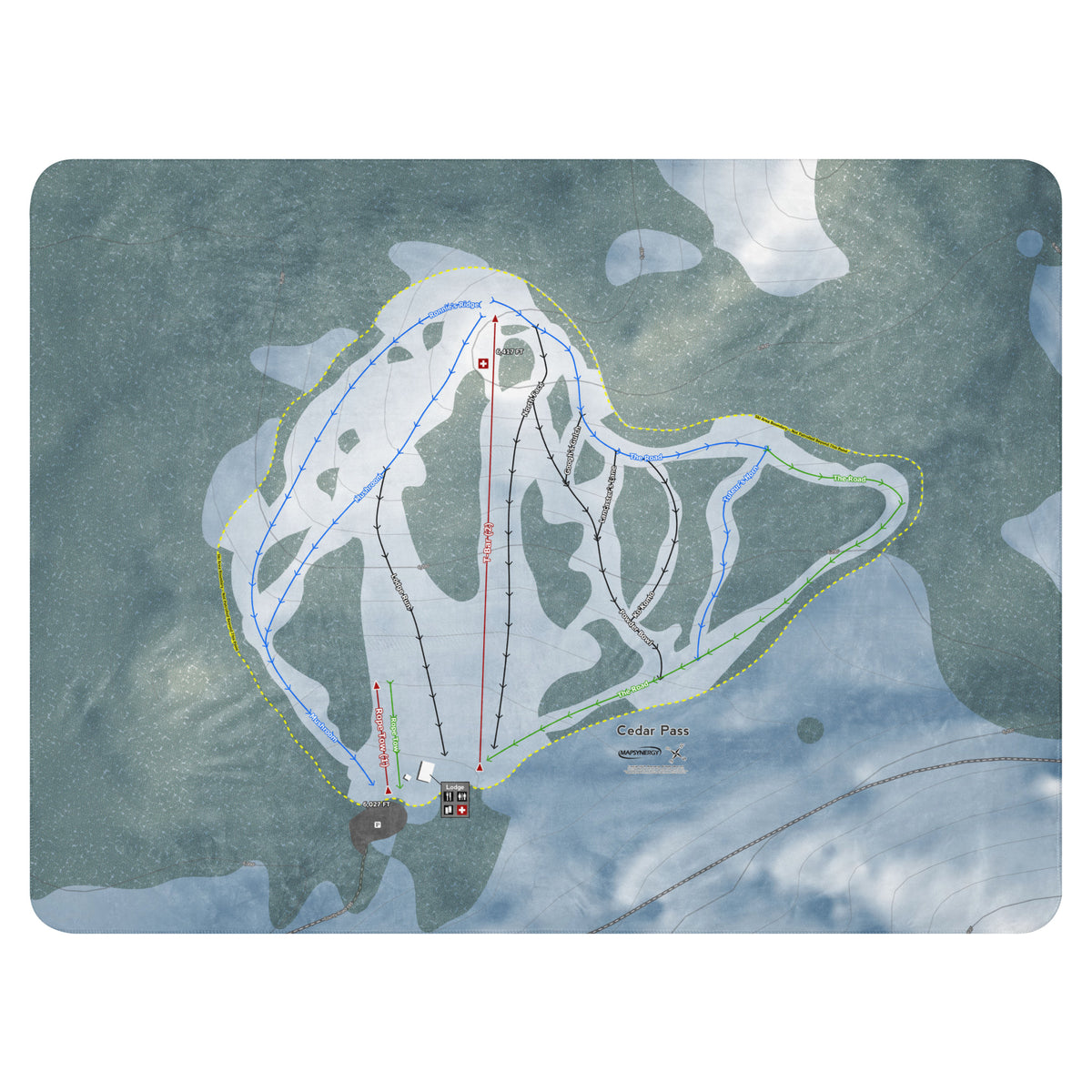 Cedar Pass, California Ski Resort Map Blanket