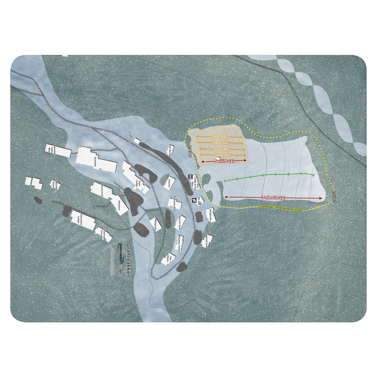 Granlibakken, California Ski Resort Map Blanket