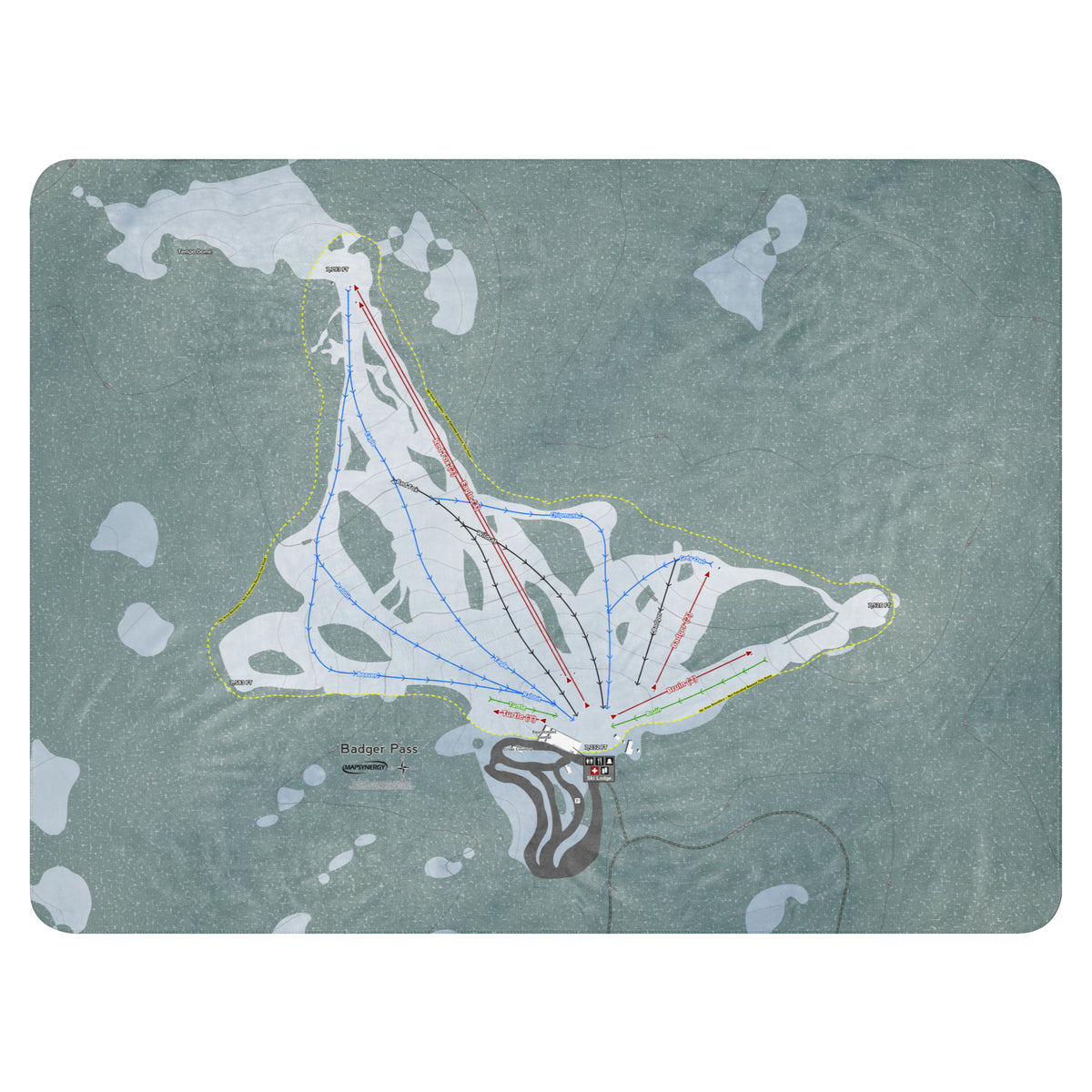 Badger Pass, California Ski Resort Map Blanket