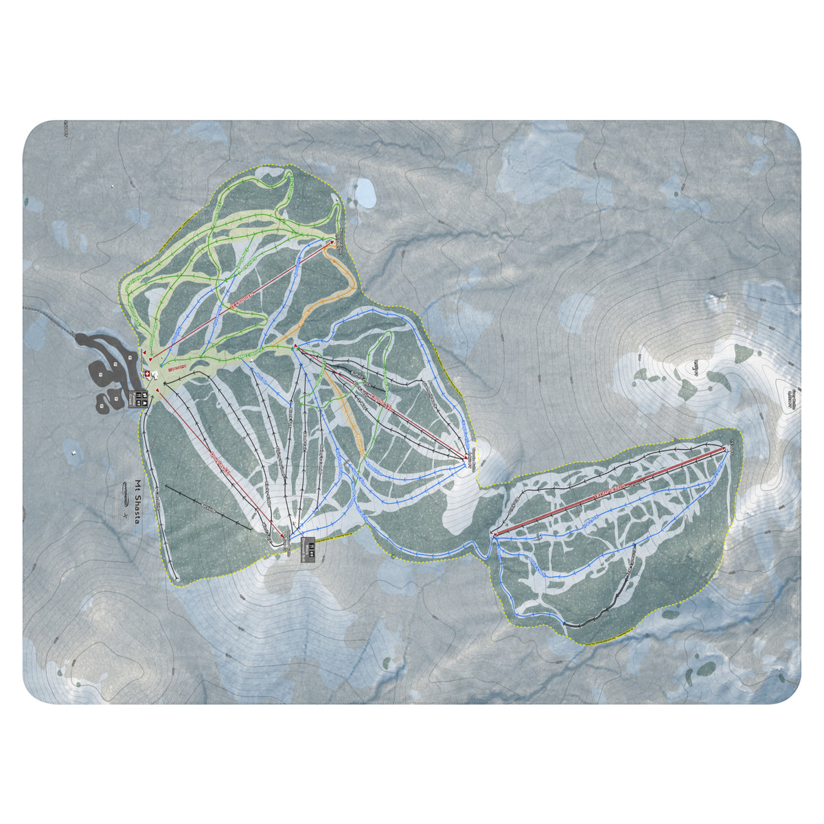 Mt Shasta, California Ski Resort Map Blanket