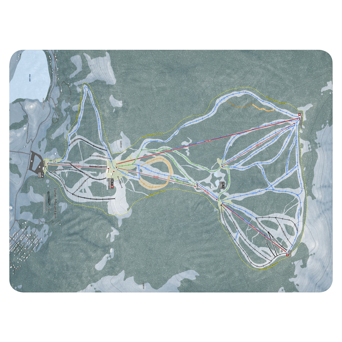 June Mountain, California Ski Resort Map Blanket