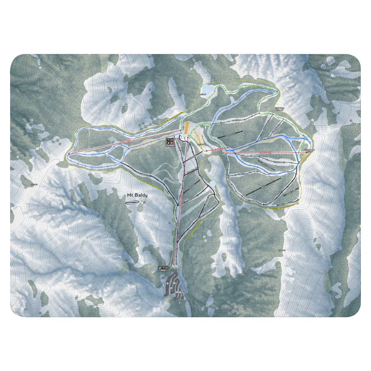 Mt Baldy, California Ski Resort Map Blanket