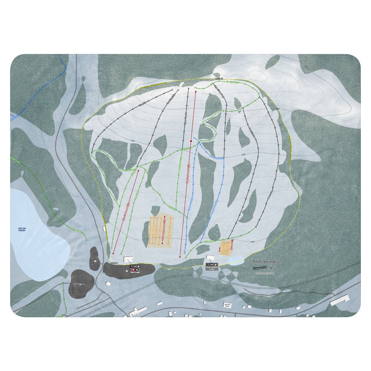 Soda Springs, California Ski Resort Map Blanket