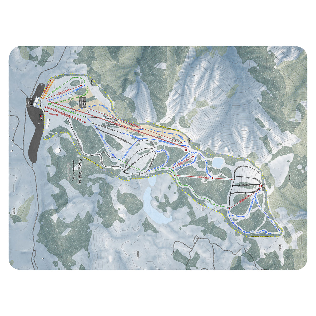 Snow Valley, California Ski Resort Map Blanket