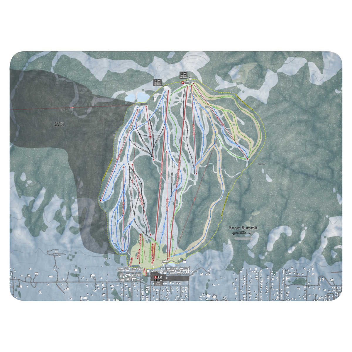 Snow Summit, California Ski Resort Map Blanket