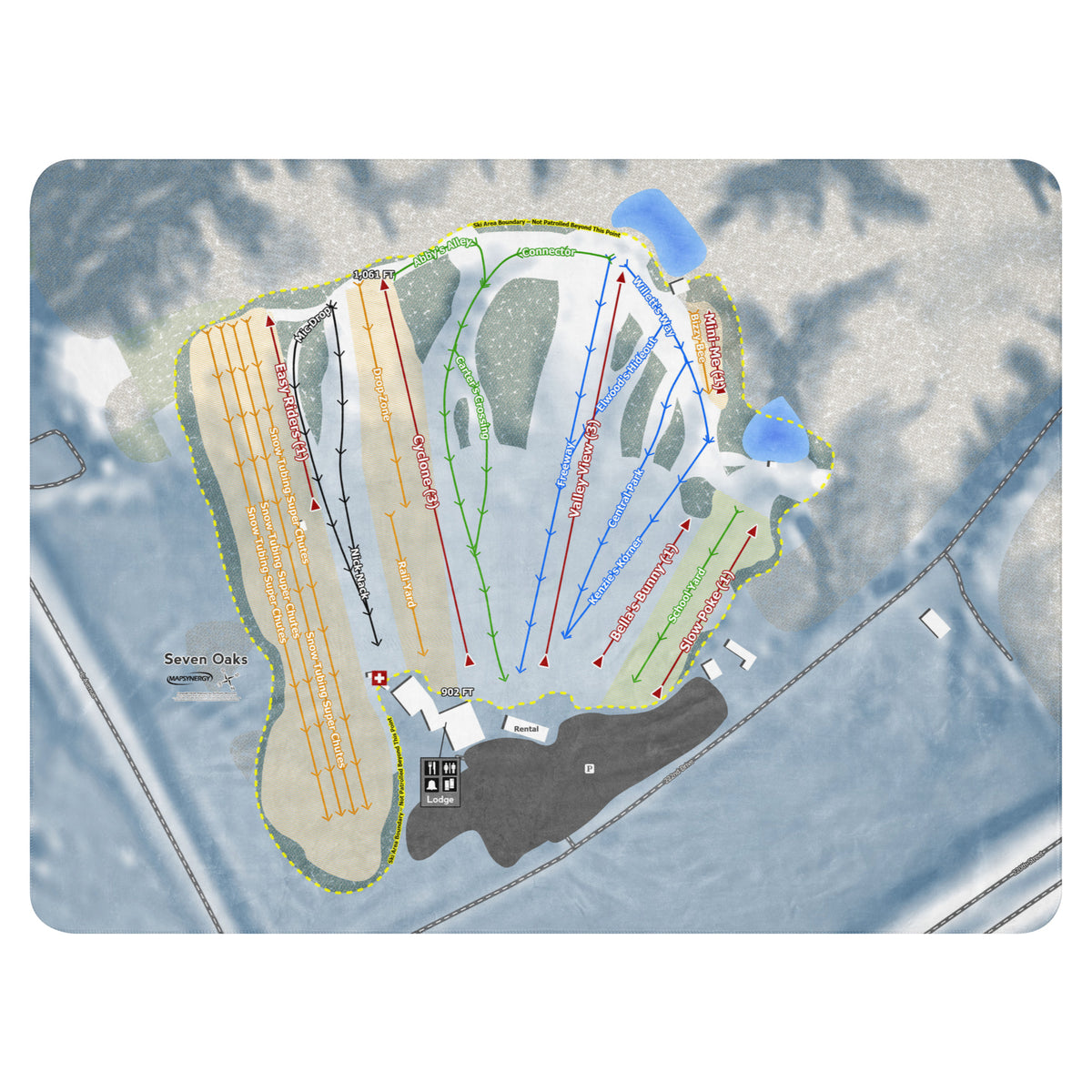 Seven Oaks, lowa Ski Resort MapBlanket
