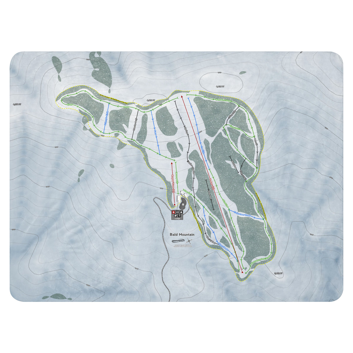 Bald Mountain, Idaho Ski Resort Map Blanket