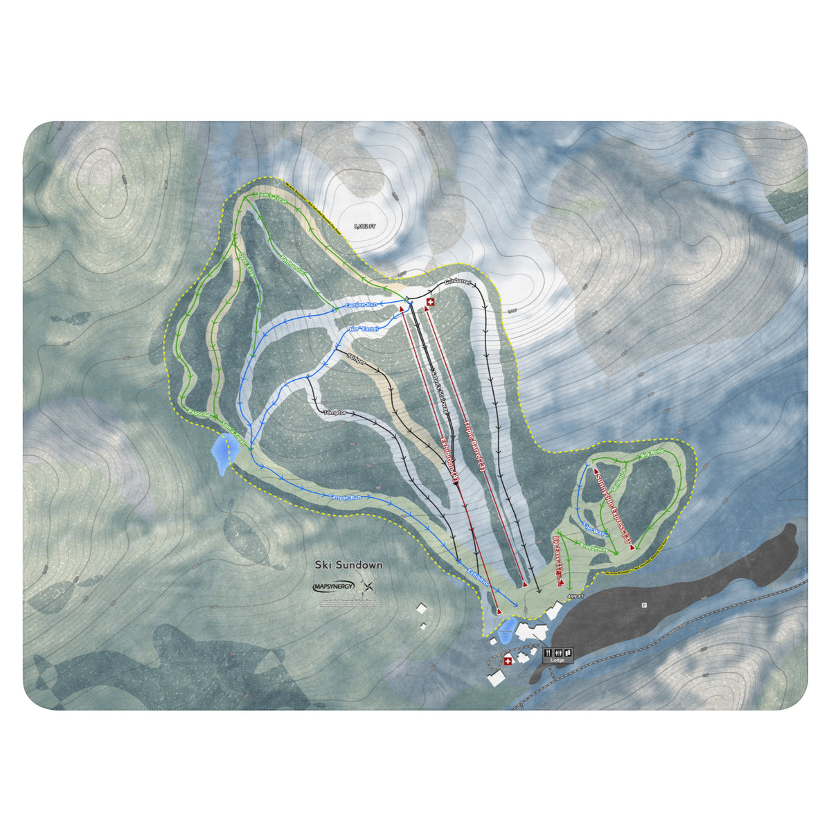 Ski Sundown, Connecticut Ski Resort Map Blanket