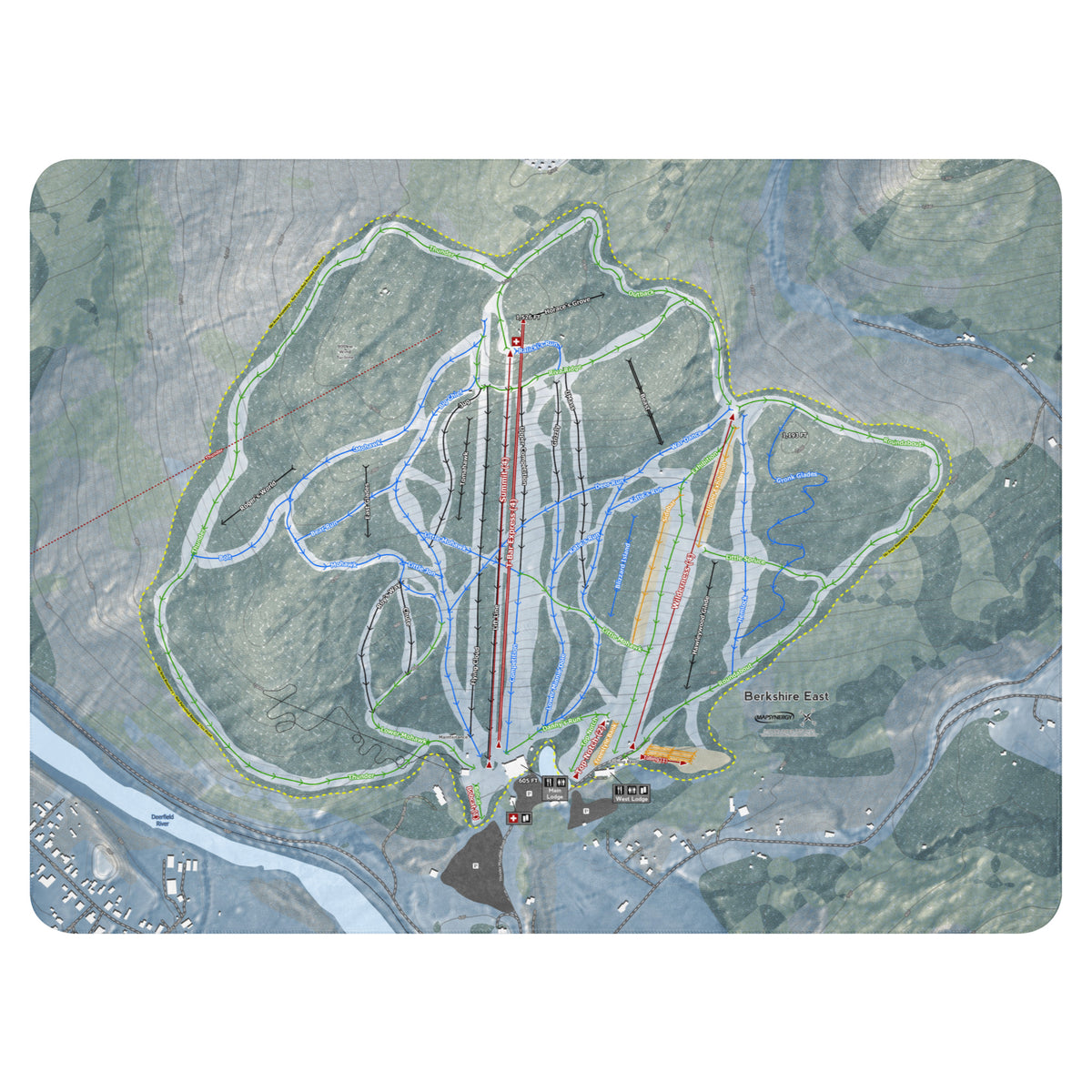 Berkshire East, Massachusetts Ski Resort Map Blanket
