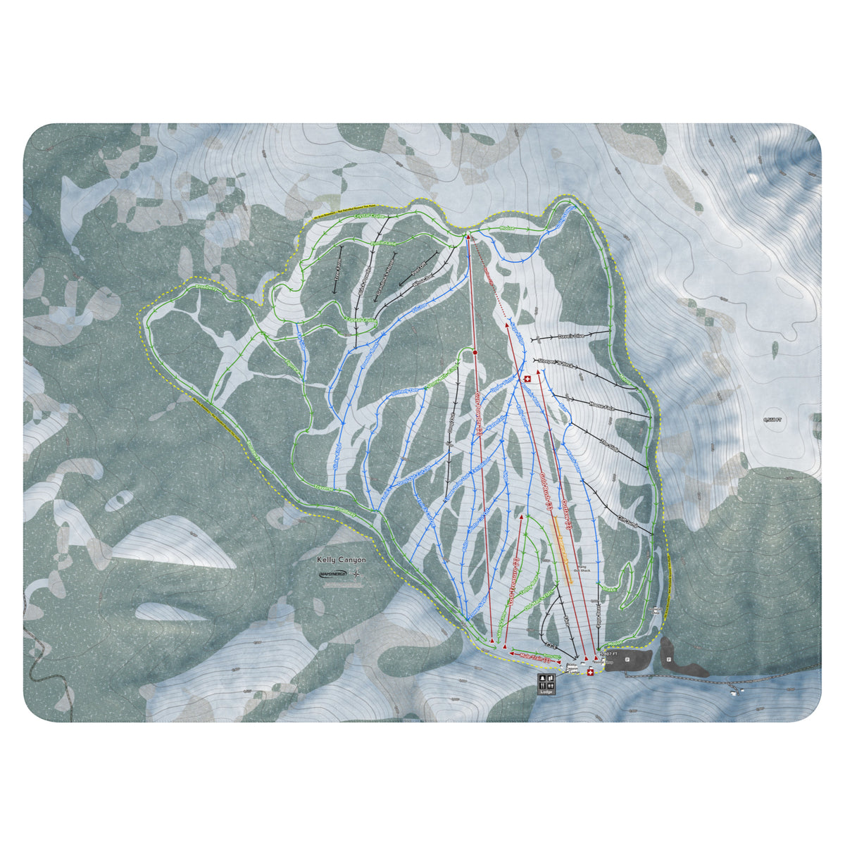 Kelly Canyon, Idaho Ski Resort Map Blanket