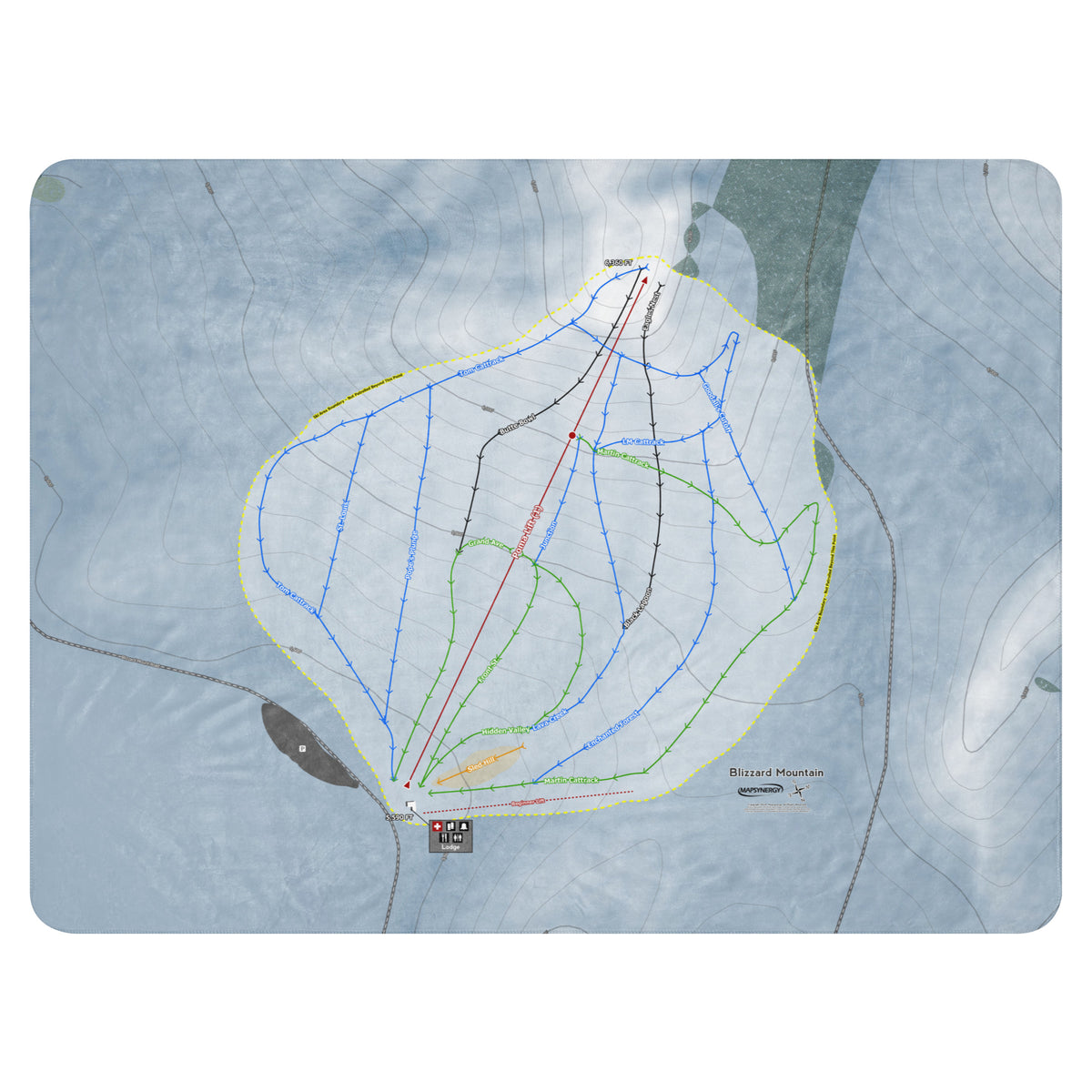 Blizzard Mountain, Idaho Ski Resort Map Blanket