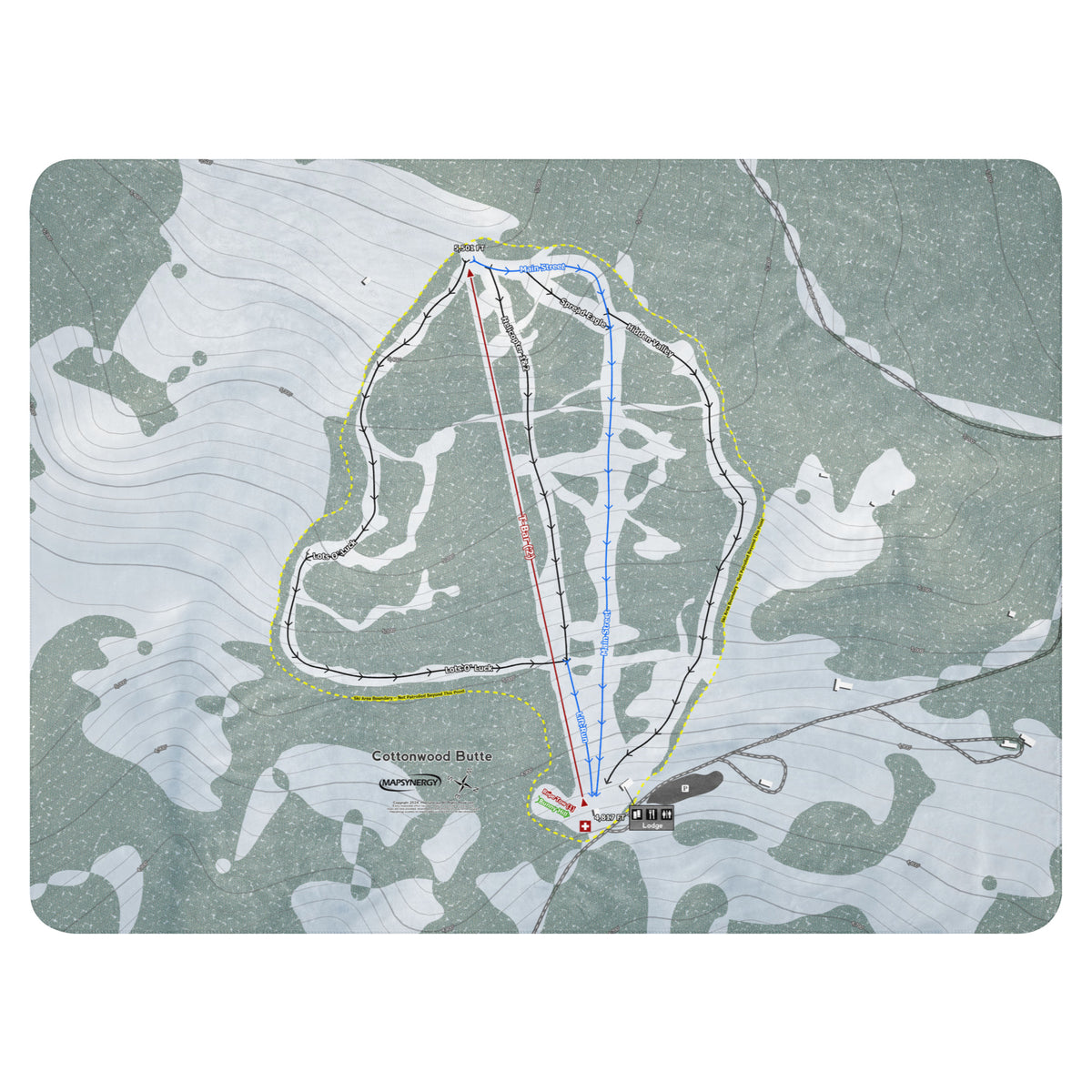 Cottonwood Butte, Idaho Ski Resort Map Blanket