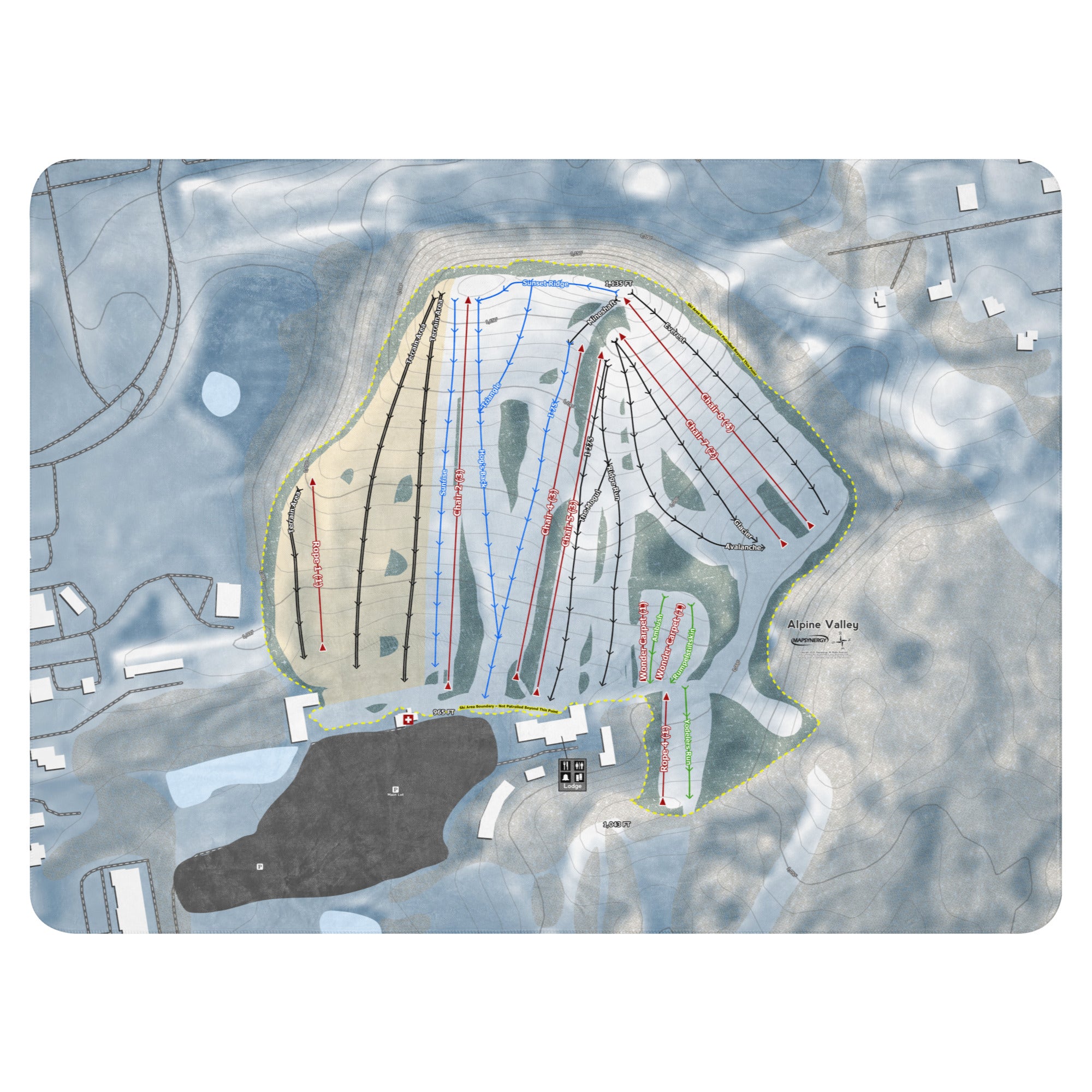 Alpine Valley, Michigan Ski Resort Map Blanket trail map