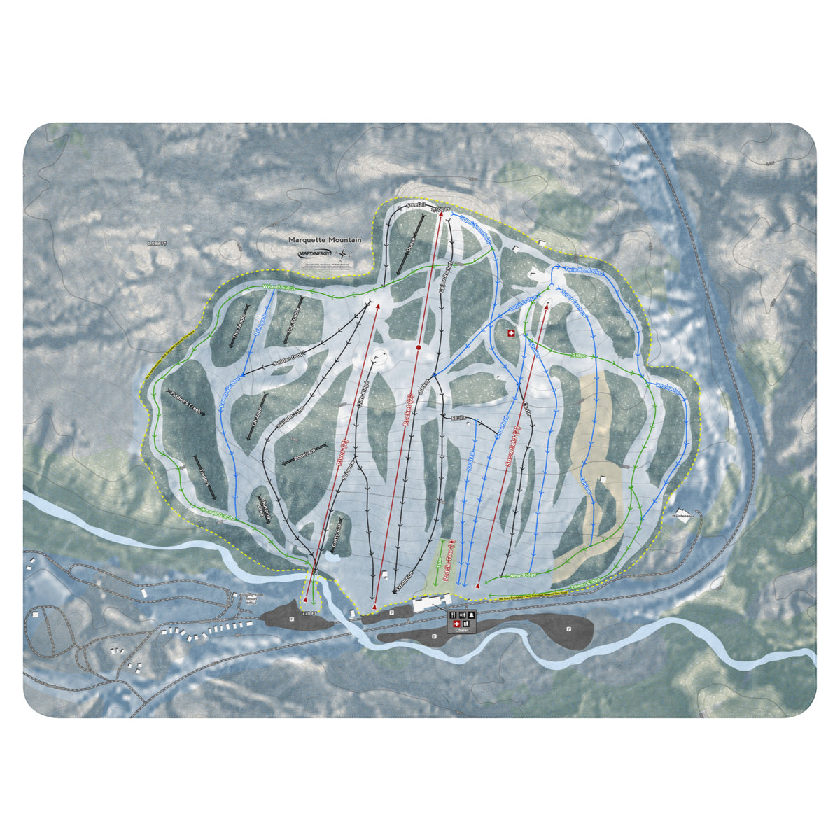 Marquette Mountain, Michigan Ski Resort Map Blanket