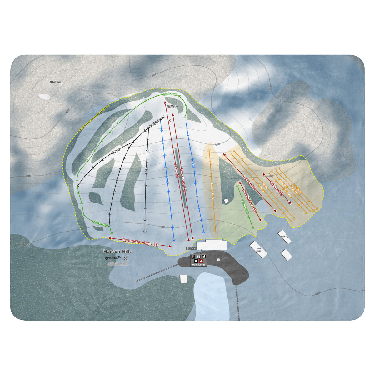 Hanson Hills, Michigan Ski Resort Map Blanket