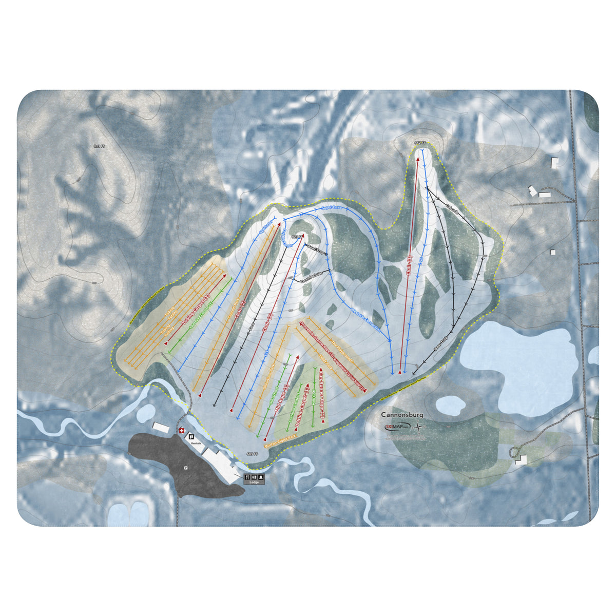 Cannonsburg, Michigan Ski Resort Map Blanket