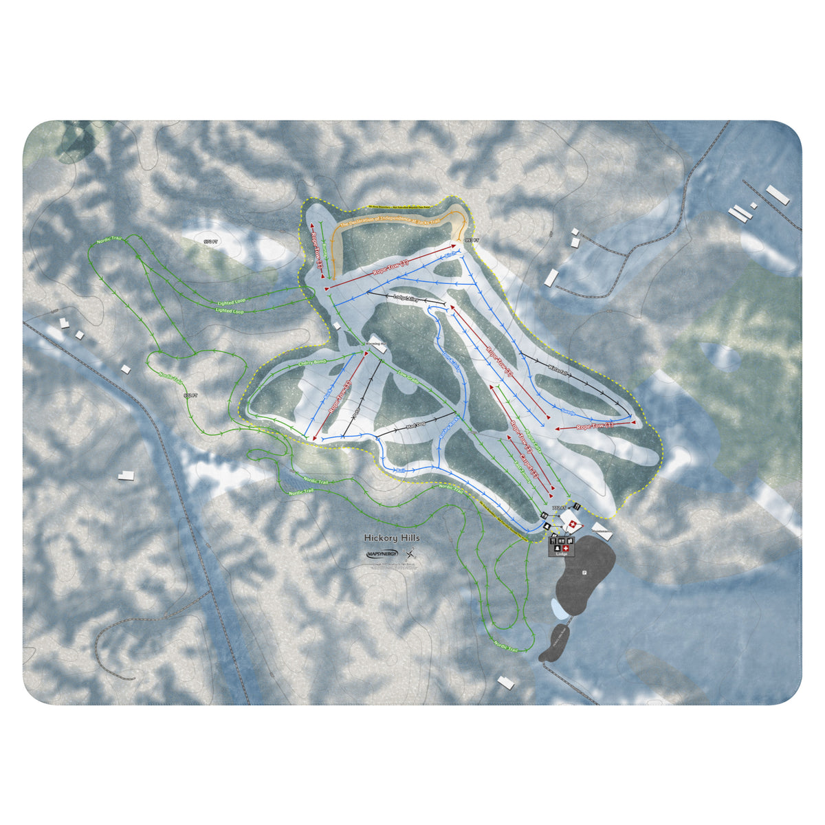 Hickory Hills, Michigan Ski Resort Map Blanket