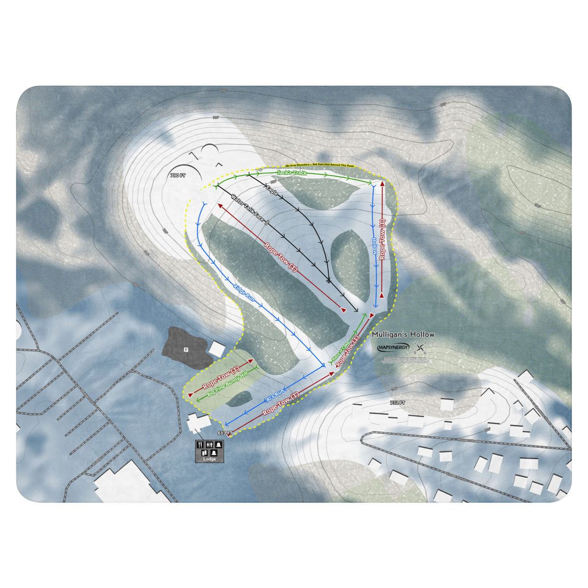Mulligan's Hollow, Michigan Ski Resort Map Blanket