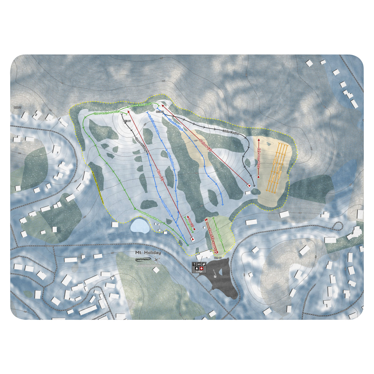 Mt Holiday, Michigan Ski Resort Map Blanket
