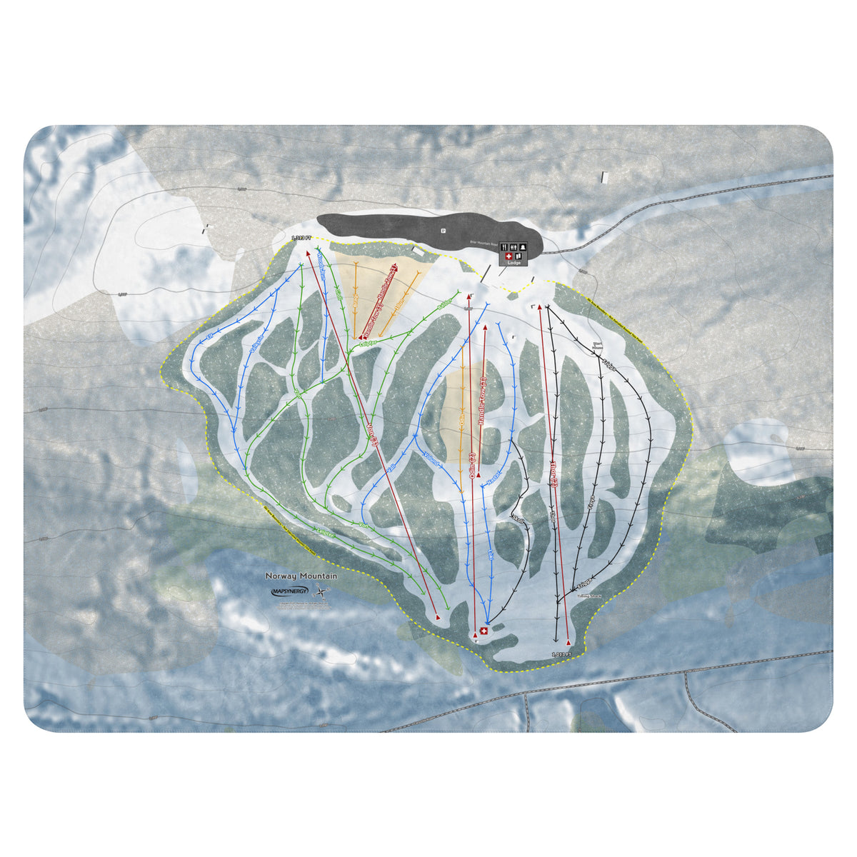 Norway Mountain, Michigan Ski Resort Map Blanket