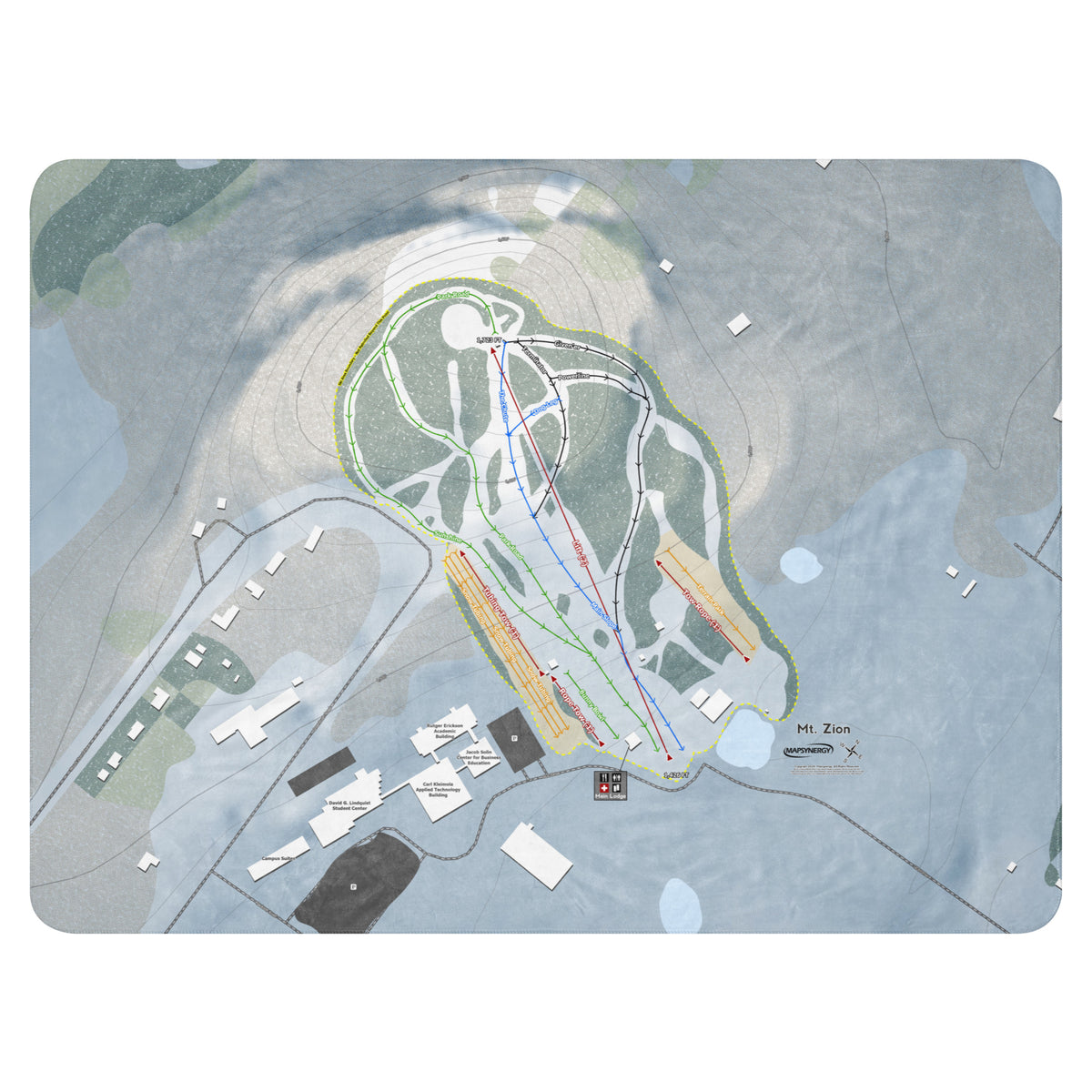 Mt Zion, Michigan Ski Resort Map Blanket