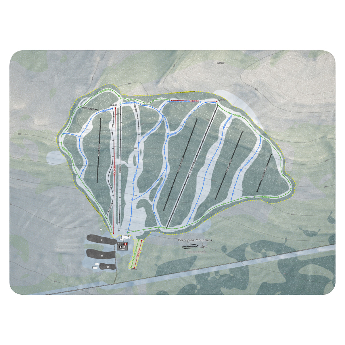 Porcupine Mountains, Michigan Ski Resort Map Blanket