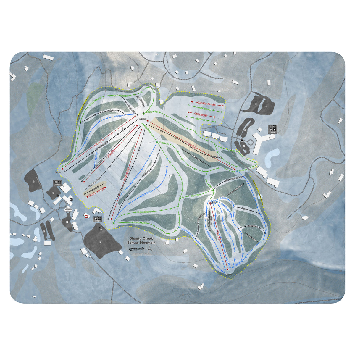 Shanty Creek Schuss Mountain, Michigan Ski Resort Map Blanket