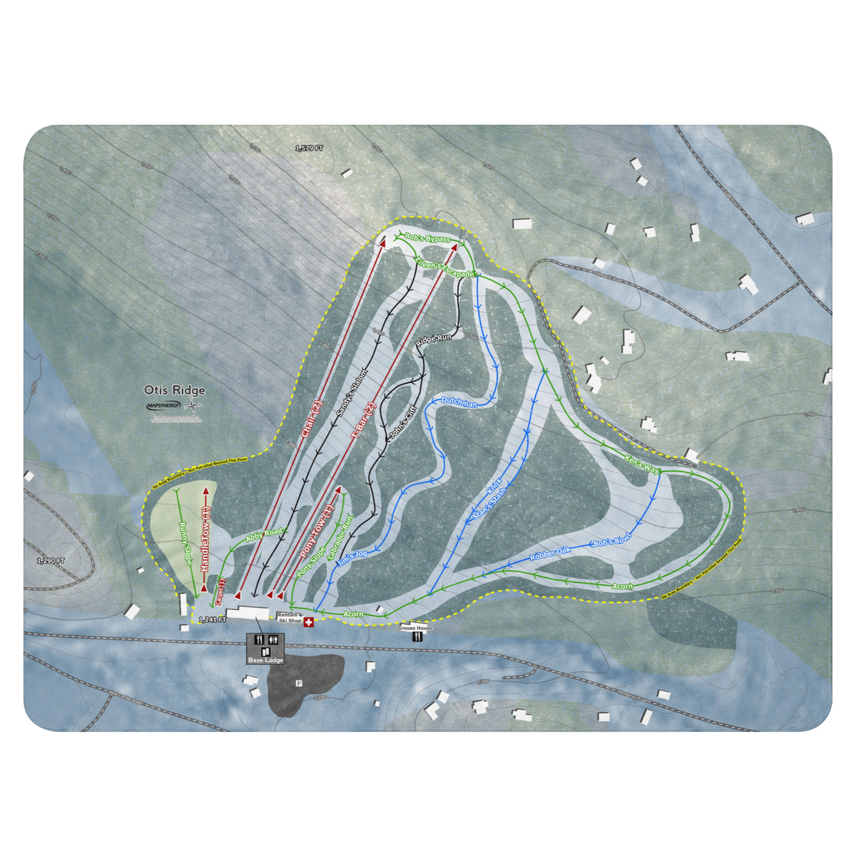 Otis Ridge, Massachusetts Ski Resort Map Blanket