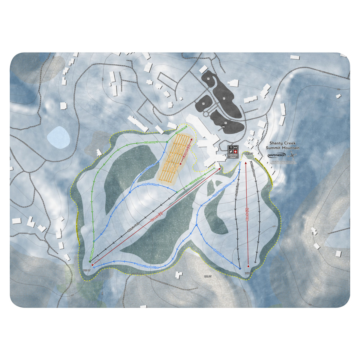 Shanty Creek Summit Mountain, Michigan Ski Resort Map Blanket