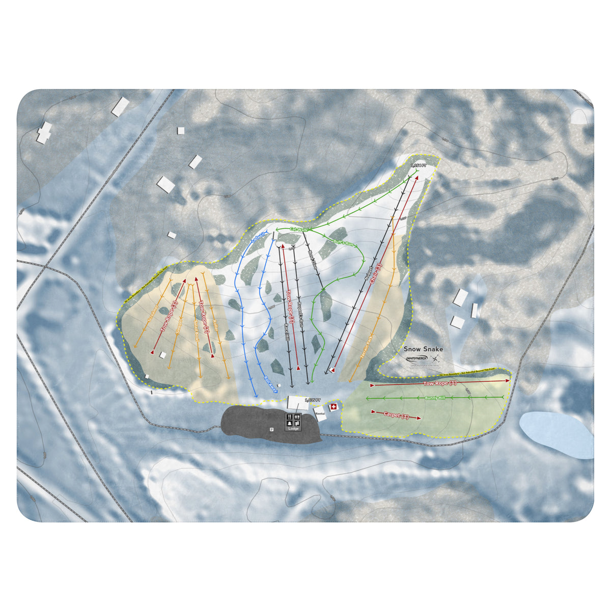 Snow Snake, Michigan Ski Resort Map Blanket