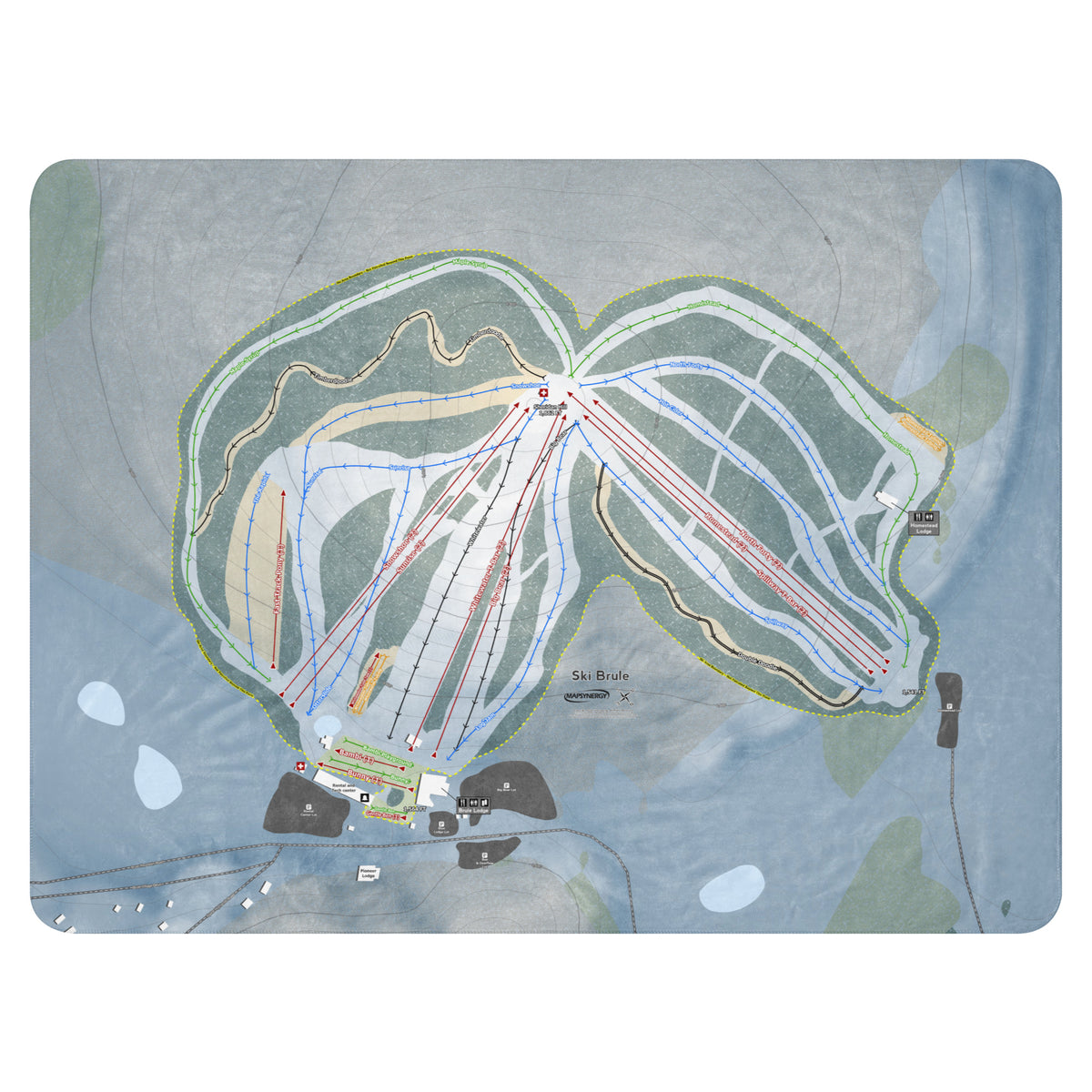 Ski Brule, Michigan Ski Resort Map Blanket