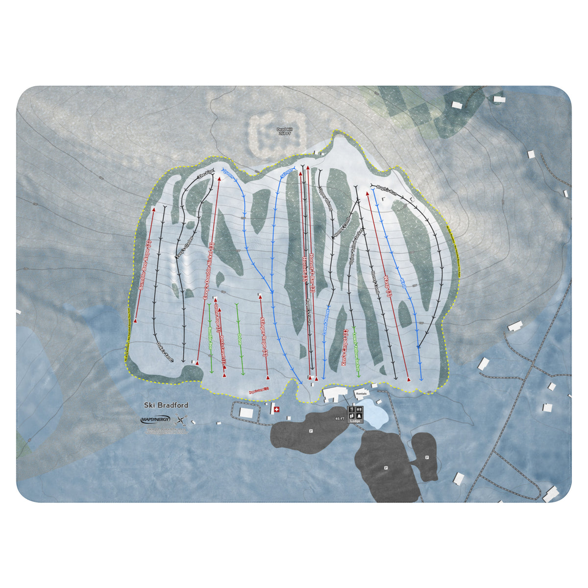 Ski Bradford, Massachusetts Ski Resort Map Blanket