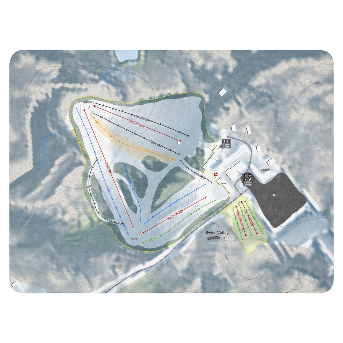 Swiss Valley, Michigan Ski Resort Map Blanket
