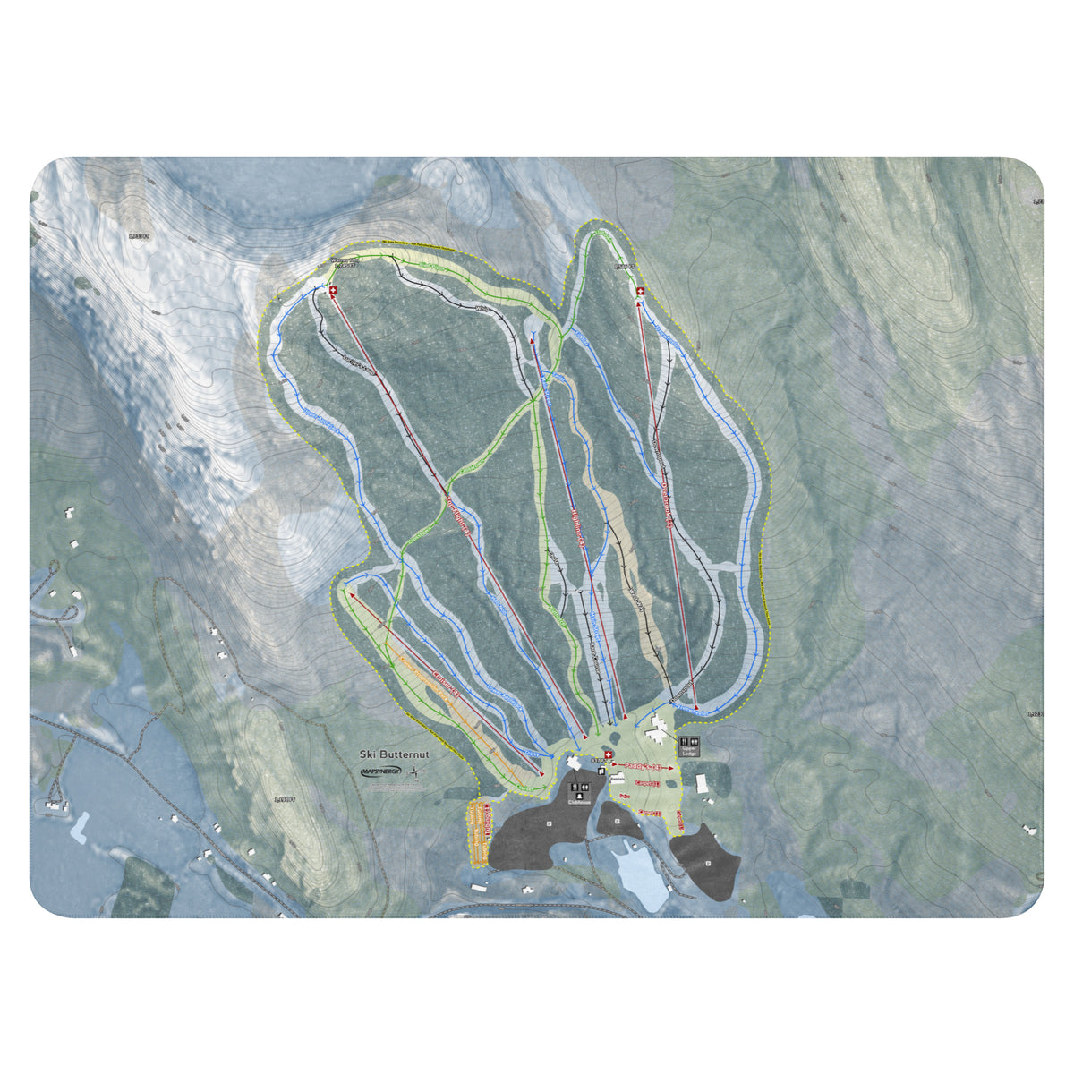 Ski Butternut, Massachusetts Ski Resort Map Blanket