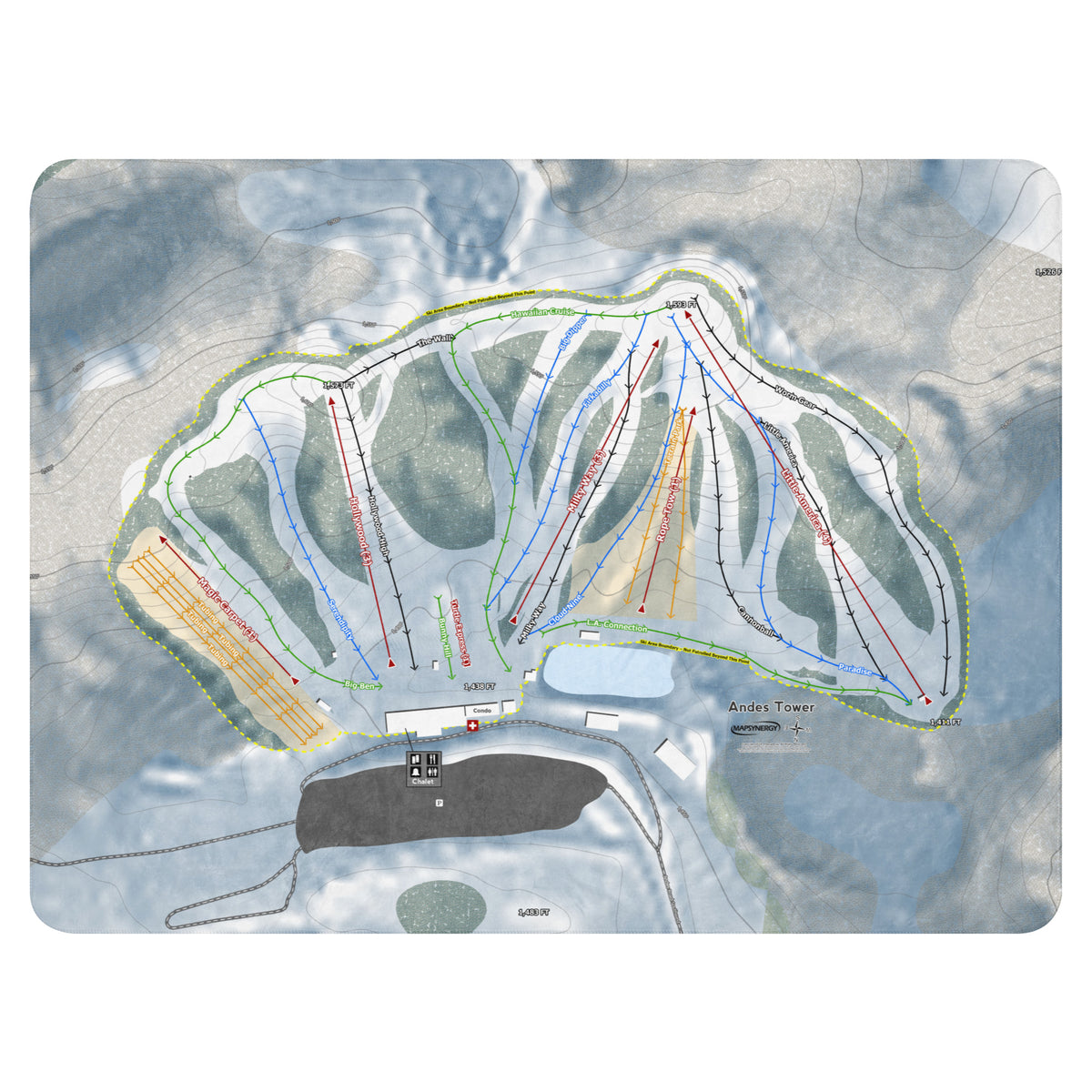 Andes Tower Hills, Minnesota Ski Resort Map Blanket trail map