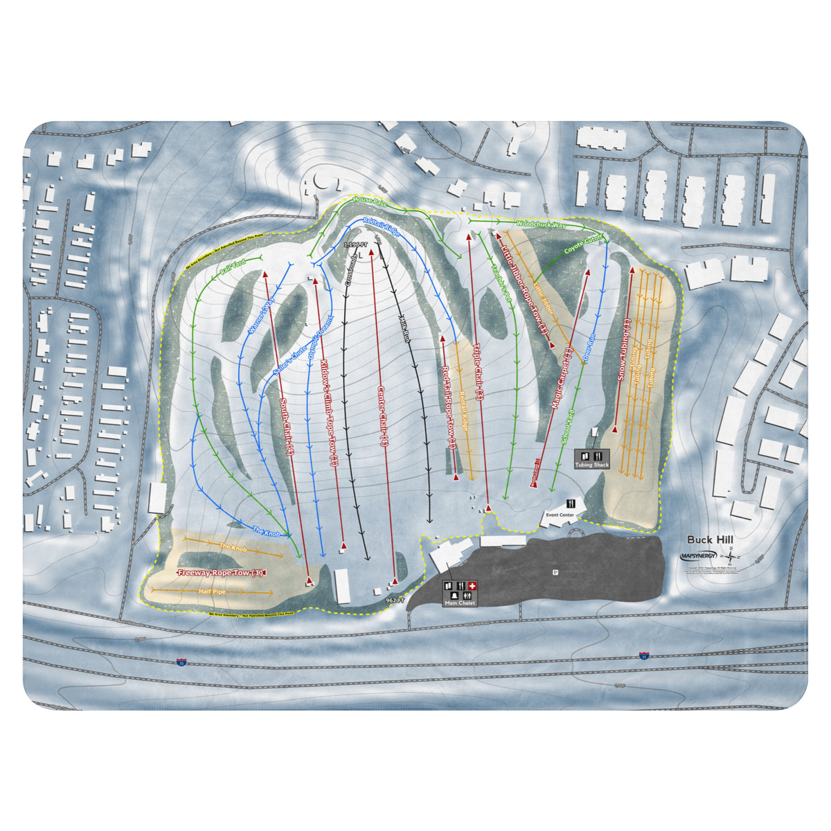 Buck Hill, Minnesota Ski Resort Map Blanket
