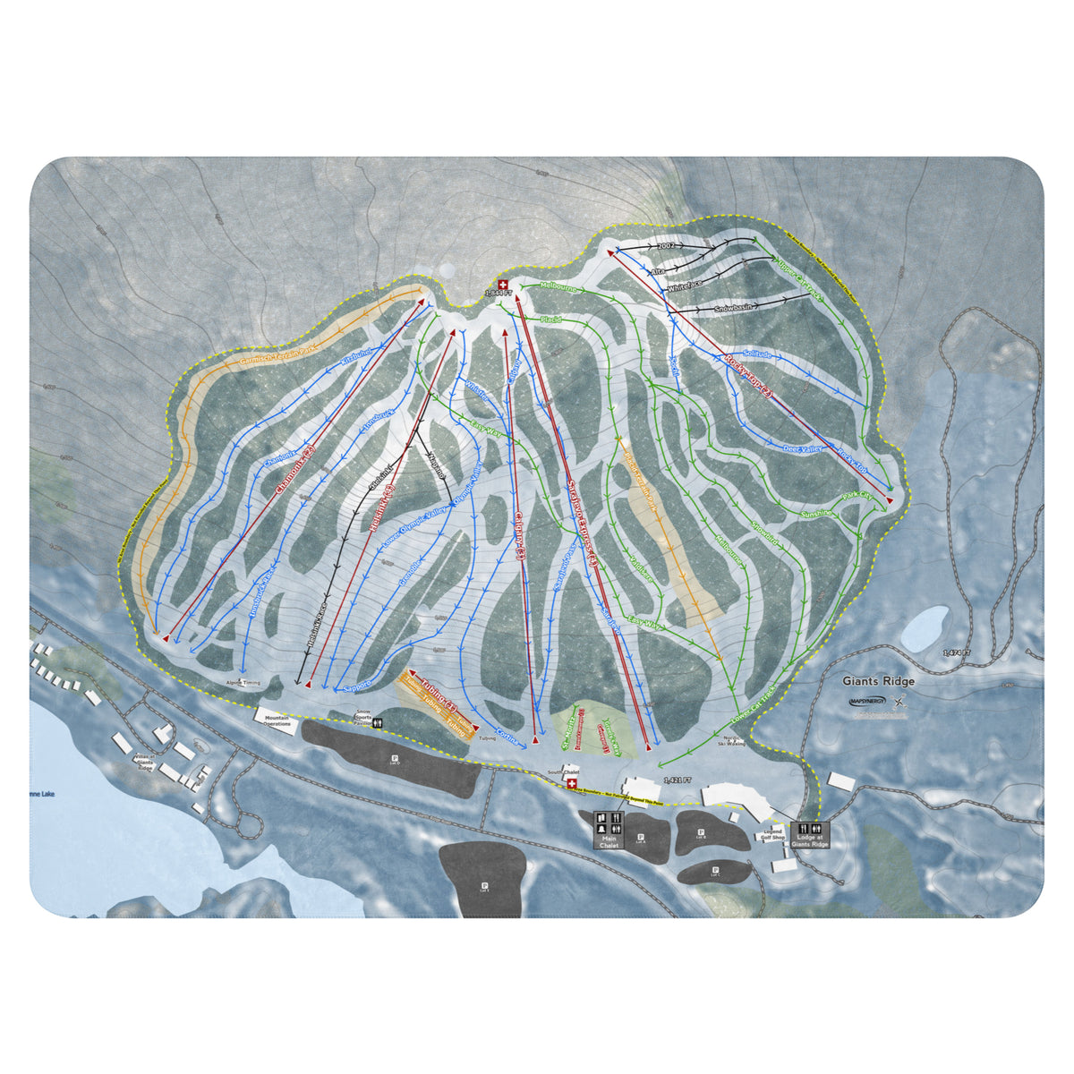 Giants Ridge, Minnesota Ski Resort Map Blanket
