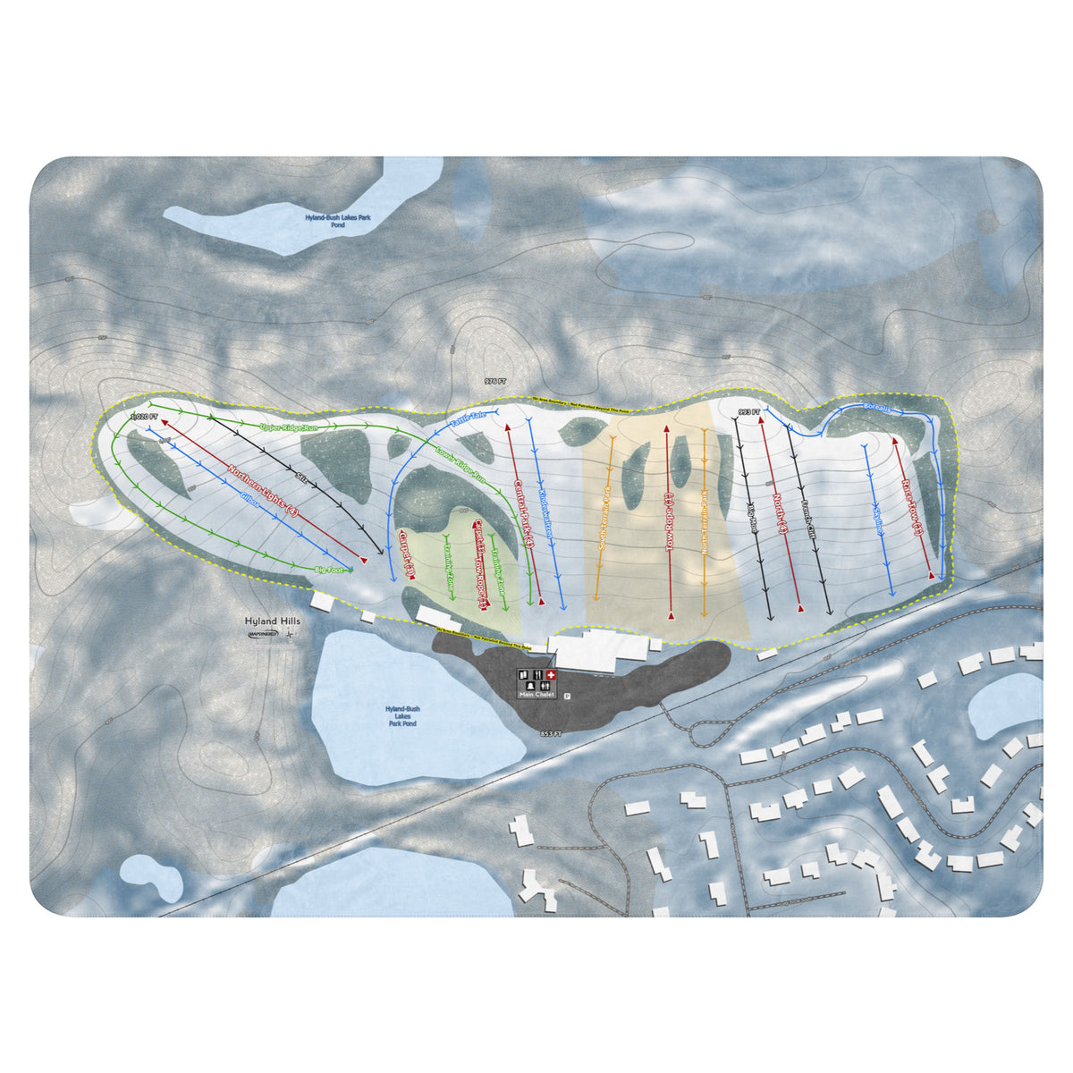 Hyland Hills, Minnesota Ski Resort Map Blanket