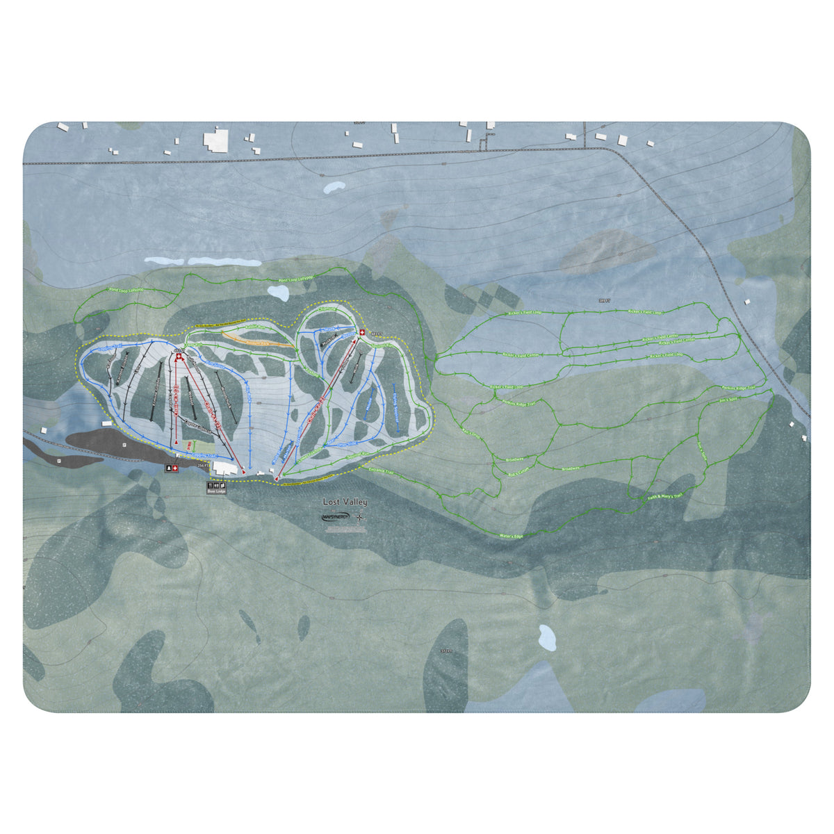 Lost Valley, Maine Ski Resort Map Blanket