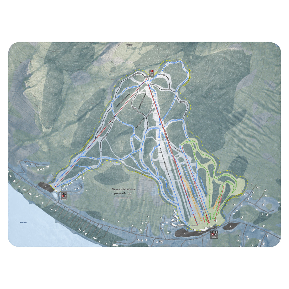 Pleasant Mountain, Maine Ski Resort Map Blanket