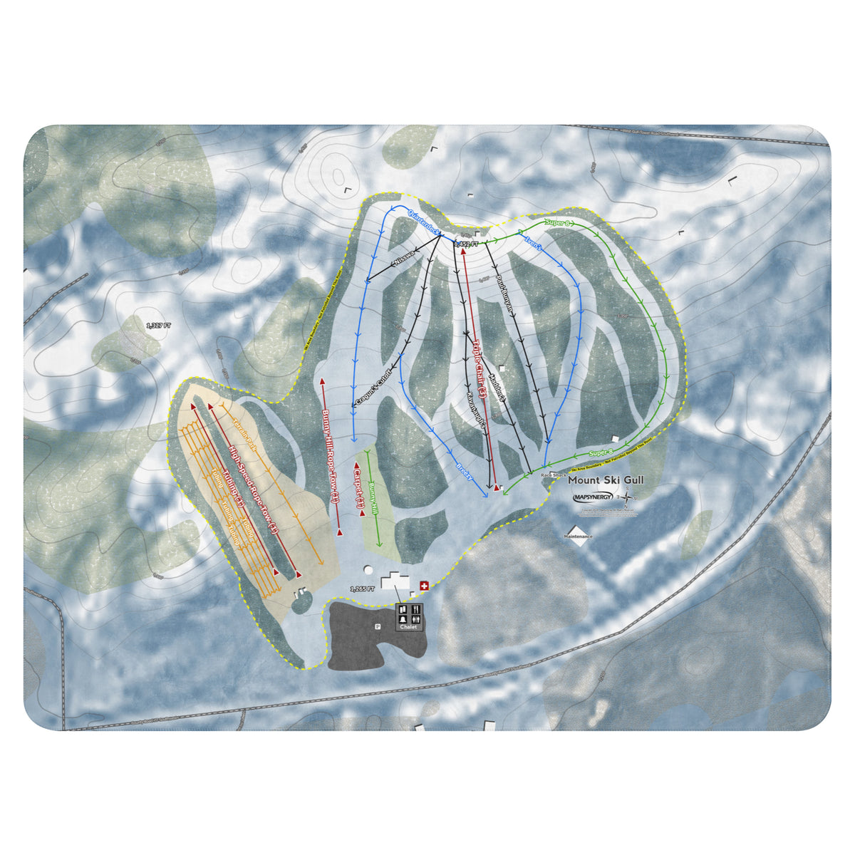Mount Ski Gull, Minnesota Ski Resort Map Blanket