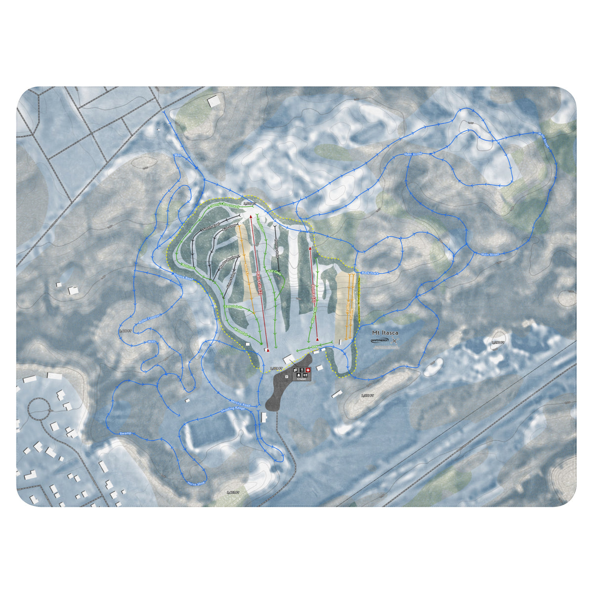 Mt Itasca, Minnesota Ski Resort Map Blanket