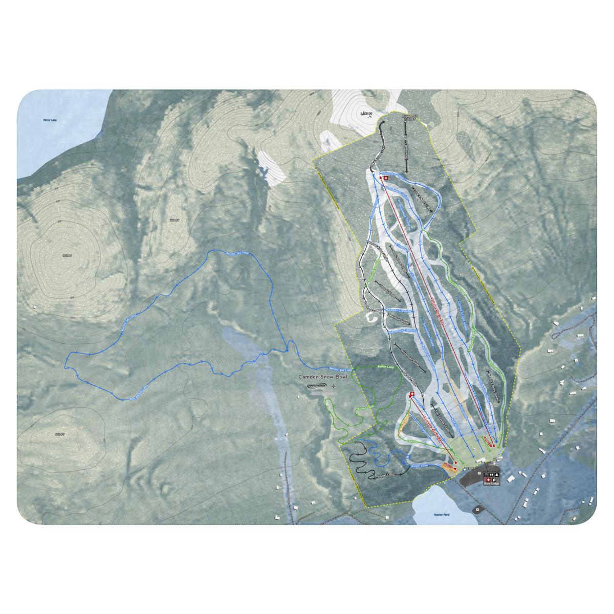 Camden Snow Bowl, Maine Ski Resort Map Blanket