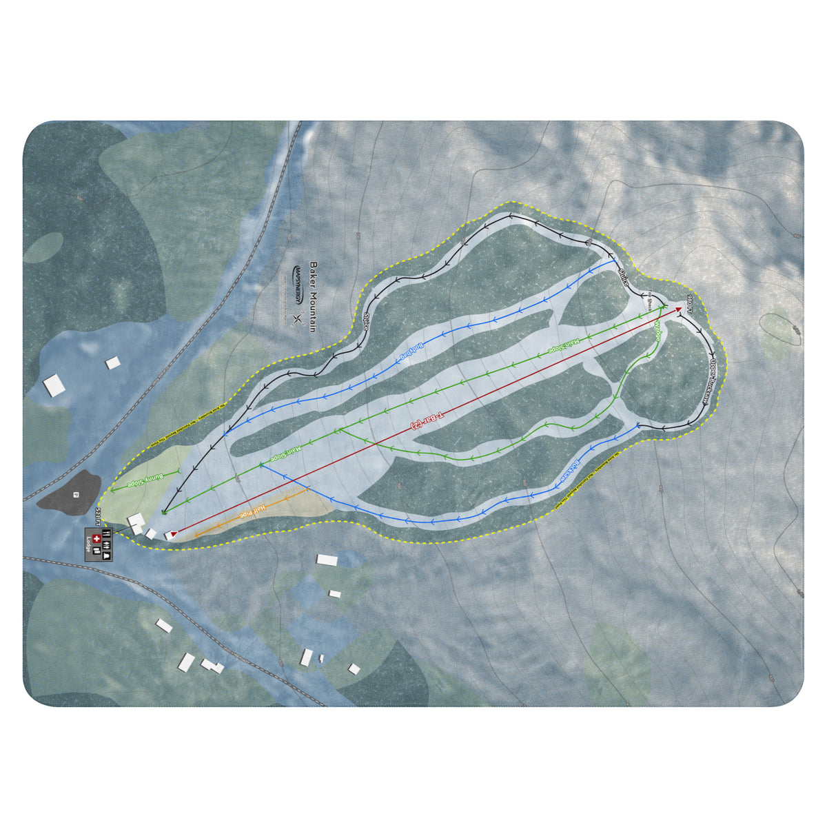 Baker Mountain, Maine Ski Resort Map Blanket