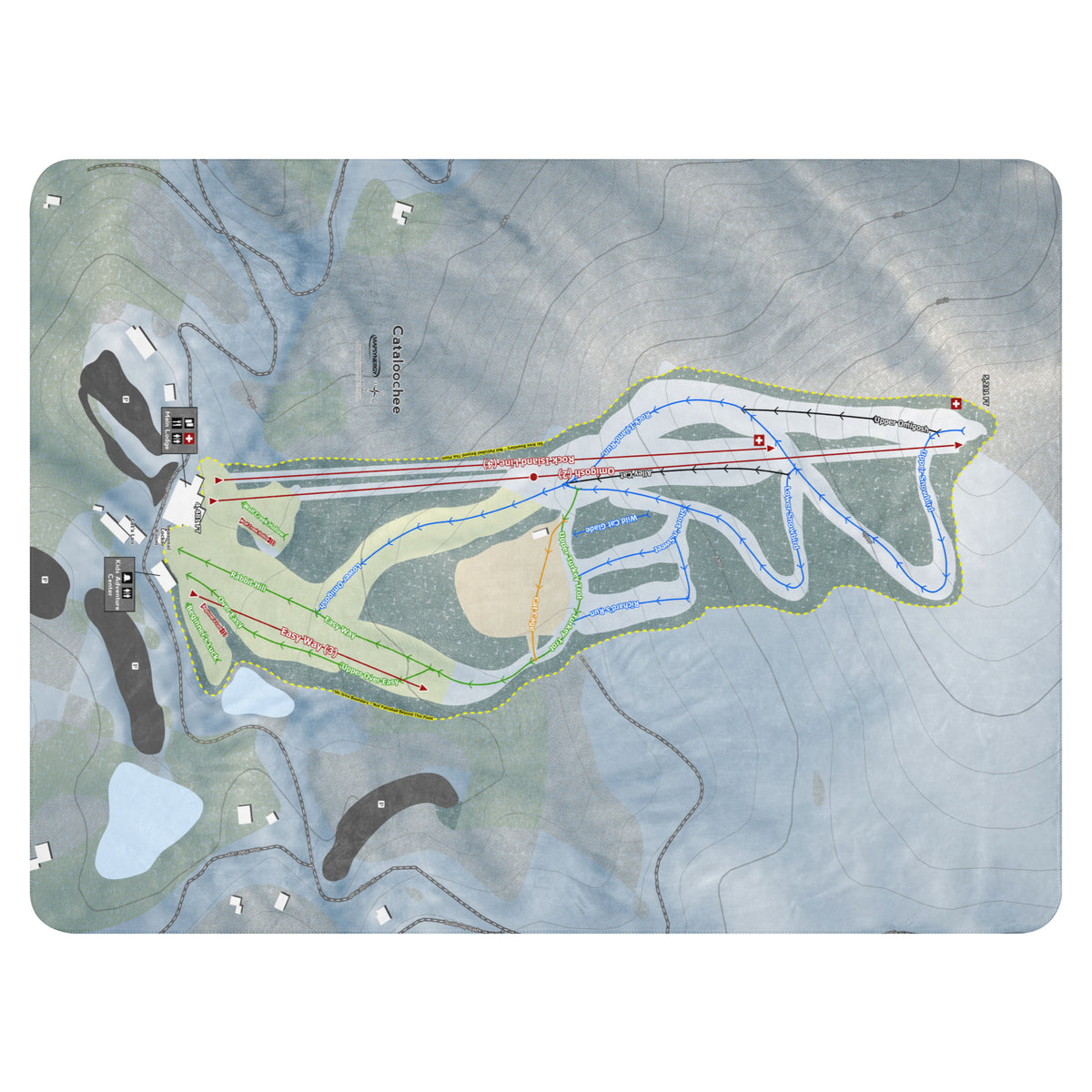 Cataloochee, North Carolina Ski Resort Map Blanket