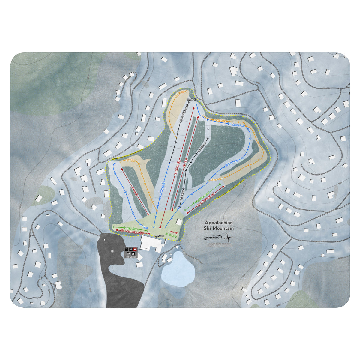 Appalachian Ski Mountain, North Carolina Ski Resort Map Blanket